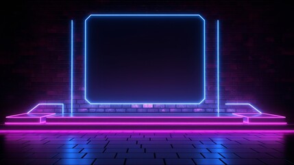 Neon-lit empty scene backdrop perfect for a product mockup  AI generated illustration