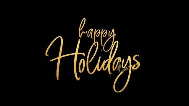Happy Holidays Gold Text, Alpha Channel