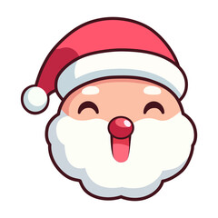 Obraz na płótnie Canvas Cute happy winter Christmas Santa Claus head cartoon style in vector. flat design.