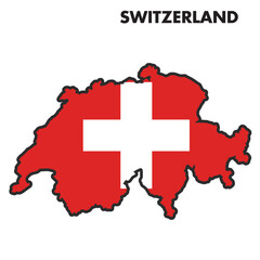 Isolated map of Switzerland with its flag Vector
