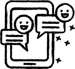 Phone chat smile icon grunge style vector
