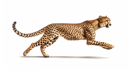 a cheetah running with a white background