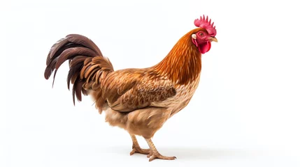 Foto op Plexiglas a rooster standing on a white background © Ruben
