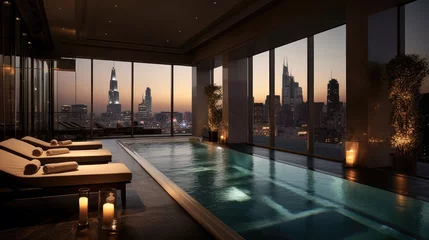 Photo sur Plexiglas Spa A luxurious spa on the rooftop of a high-end urban hotel