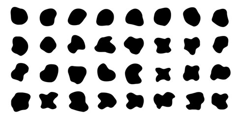 Fototapeta premium Blobs set icon. Random black cube drops simple shapes. Vector illustration
