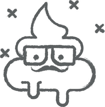 Poop, sunglasses, nasty outline icon grunge style vector