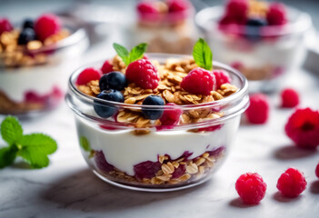 Delizia Matutina- Granola, Lamponi e Yogurt per una Colazione Sana
