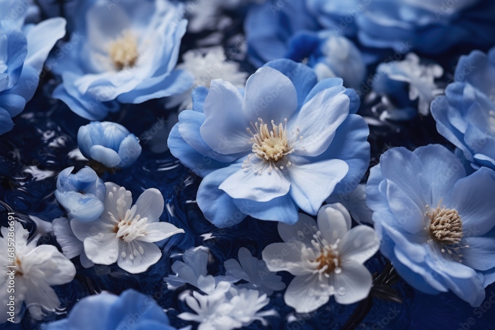 Aufkleber a close-up view of a bunch of vibrant blue flowers. perfect for adding a pop of color to any project