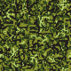 Camouflage seamless pattern digital pixel tiles.