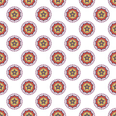 Seamless paisley patchwork pattern on white background.