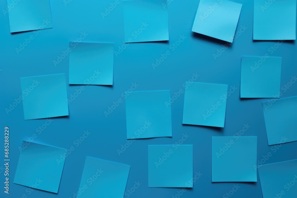 Poster a bunch of blue post it notes arranged on a blue surface. perfect for organizing tasks and reminders