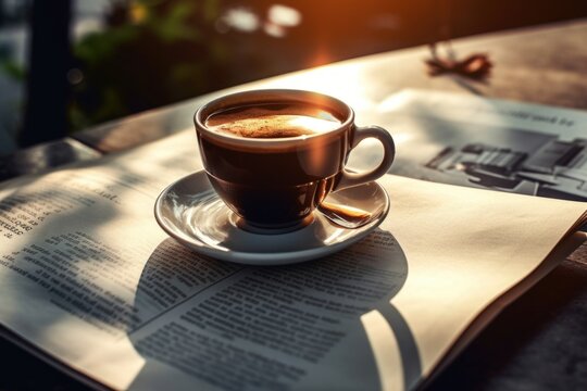 A cup of coffee sitting on top of a saucer. This image can be used to depict a cozy coffee break or to symbolize relaxation and comfort.