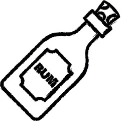 Rum, bottle, pirate icon grunge style vector