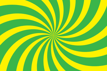 Abstract Yellow spiral on green background design, spiral background