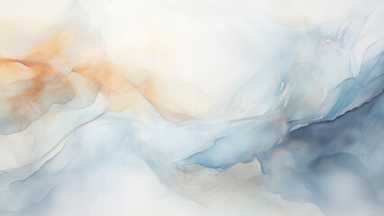 Watercolor Background Texture in Blues and Oranges Sunset Horizon (16:9)