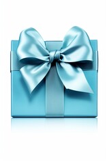 Empty opened gift box with a blue satin bow ready for a surprise insert  AI generated illustration