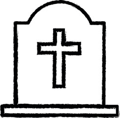 grave with a cross outline icon grunge style vector