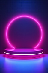 Empty space with a vibrant neon glow for a product mockup  AI generated illustration