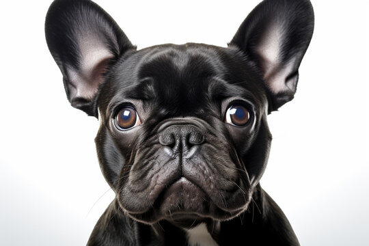 French Bulldog close-up portrait. Adorable canine studio photography