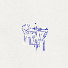 blue table and chair