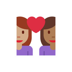 Fototapeta premium Couple with Heart: Woman, Woman, Medium Skin Tone, Medium-Dark Skin Tone