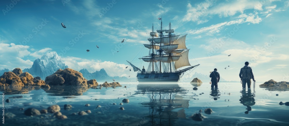 Poster ocean explorers seeking to understand the unfamiliar copy space image