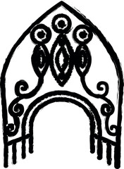 Russian, culture, kokoshnik icon grunge style vector