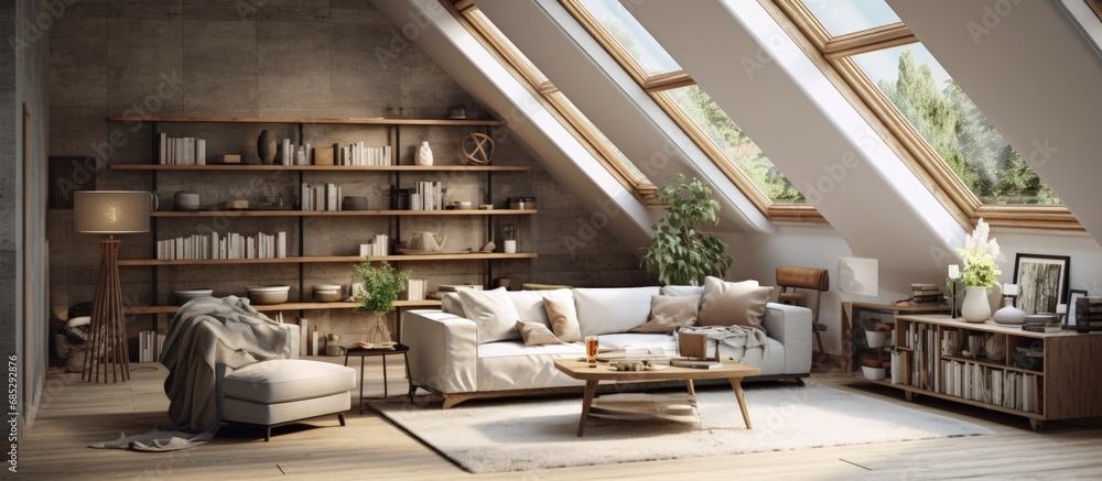 Poster luxurious house with a comfortable and ample room copy space image