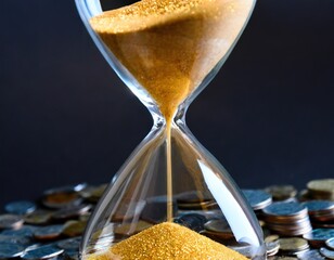 Tiempo Valioso: Reloj de Arena con Arena Dorada Representando Tiempo y Dinero