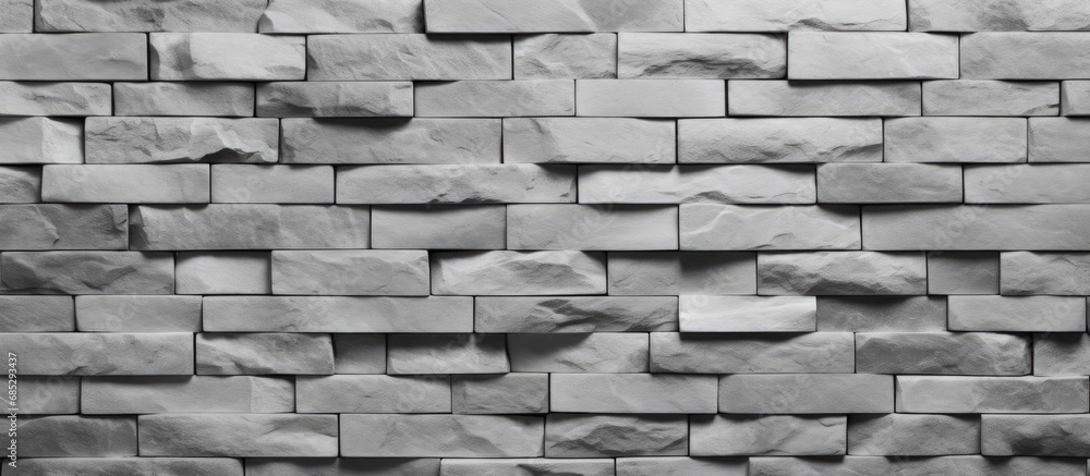 Poster Minimalist grayscale stone brick wall with seamless abstract design creating a beautiful textured backdrop with ample workspace copy space image