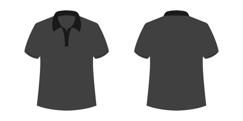 Men's T-shirt. Back and front view.  Polo. Vector on white background.