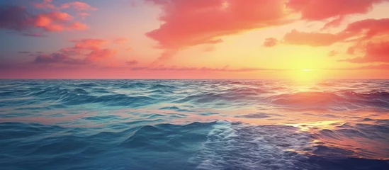 Photo sur Plexiglas Bora Bora, Polynésie française Stunning sunset seascape copy space image