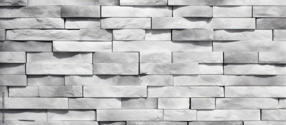 Poster Minimalist grayscale stone brick wall with seamless abstract design creating a beautiful textured backdrop with ample workspace copy space image