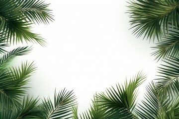Fototapeta na wymiar Green leaves of palm trees on a white background 