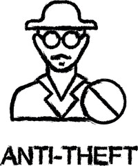 anti theft outline icon grunge style vector