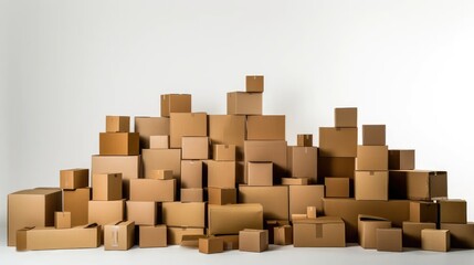 Stack of cardboard boxes arranged, AI generated Image