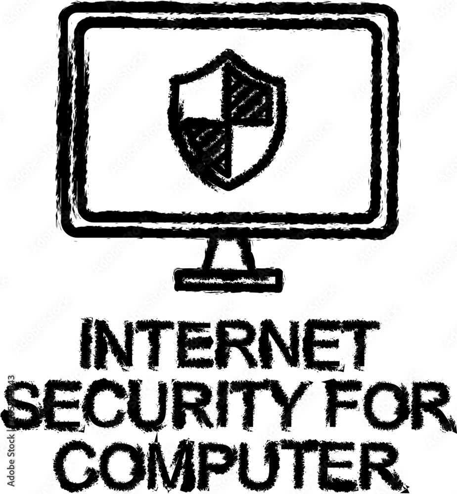 Poster internet security for computer outline icon grunge style vector