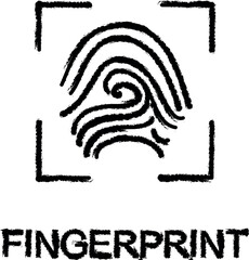 fingerprint outline icon grunge style vector