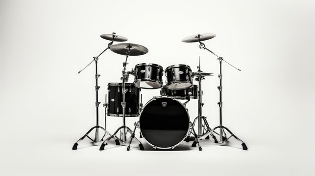 Drum set on white background, AI generated Image