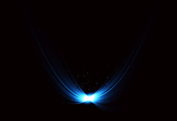 abstract lens flare blue light over black background