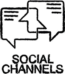 social channels line icon grunge style vector