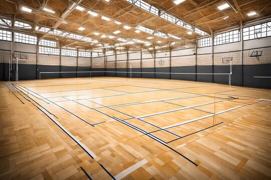 The standard volleyball court is a rectangular area that measures  meters in length and 9 meters in width, with boundary lines marking the playing area.