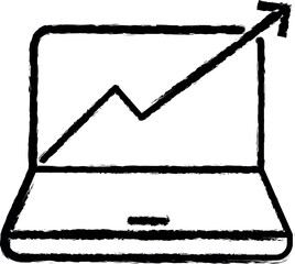 laptop up arrow icon grunge style vector