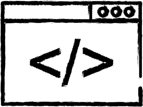 web browser coding icon grunge style vector