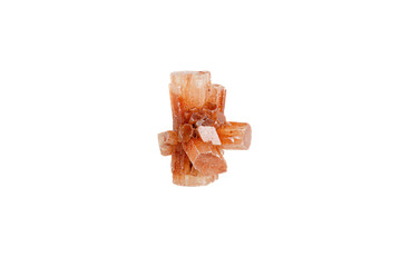 aragonite mineral stone macro on white background