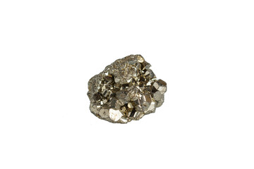 pyrite mineral stone macro on white background