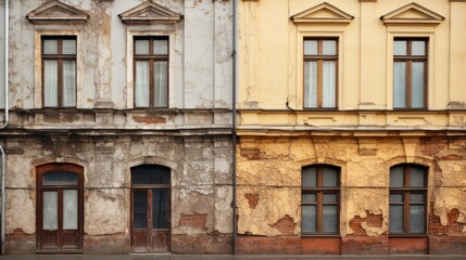 contrasting architecture: modern and vintage building facades
