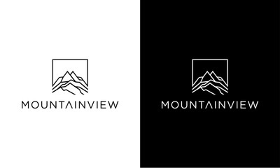 Mountain view square logo - obrazy, fototapety, plakaty