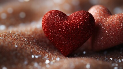 Obraz premium Shining and Glittering valentine heart _Sprinkled Sand AI 