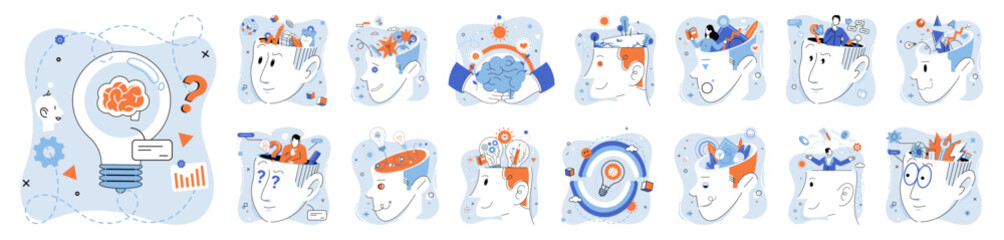 Abstract thinking. Vector illustration. Education serves as catalyst for developing abstract thinking skills and fostering intellectual curiosity Abstract thinking enables us to approach problems